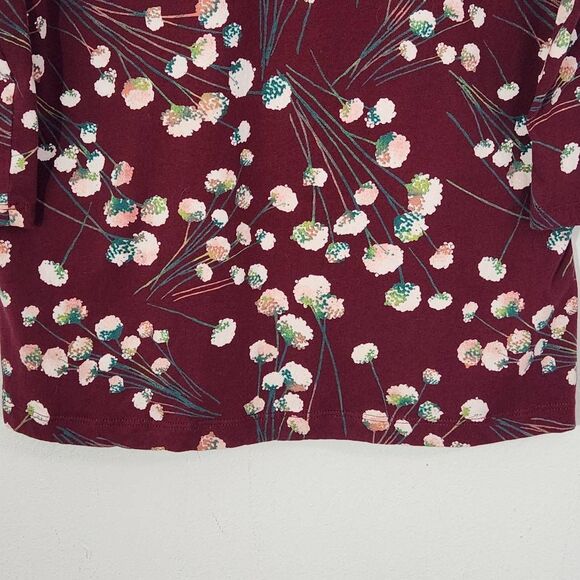 St. John's Bay Oxblood Floral Tee Size Small Burgundy Floral Top Floral T-Shirt - Picture 3 of 5